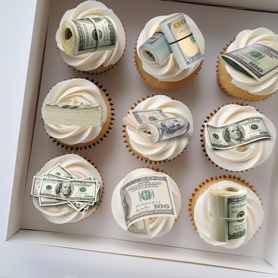 Edible Money Cake Topper & Cupcake Toppers | Dollar Bills Birthday Cake Decoration | Fun Party Decor