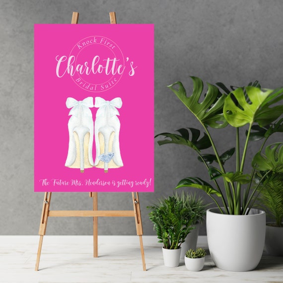 Bridal Suite Sign, Pink Dressing Room Sign, Knock First Wedding Sign, Future Bride Banner, Hot Pink Theme Signs, Print and Digital, #PPP