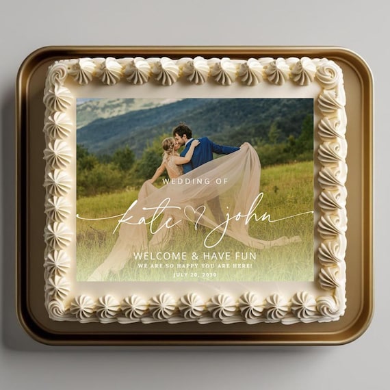 Wedding Photo Edible Cake Topper, Personalized Bridal Shower Cake Decoration, Custom Bride Groom Image Frosting Sheet, Unique Edible Wedding