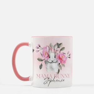 Mama Bunny Ceramic Mug, Easter Mom Coffee Mugs, Spring Gift For Mom, Personalized Name Cup, Print and Digital, #EBB