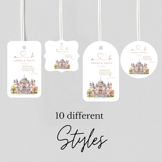 Fairytale Castle Wedding Printable Thank You Tag, Princess Wedding Tags Template, Happily Ever After Editable Party Favor, Instant Download