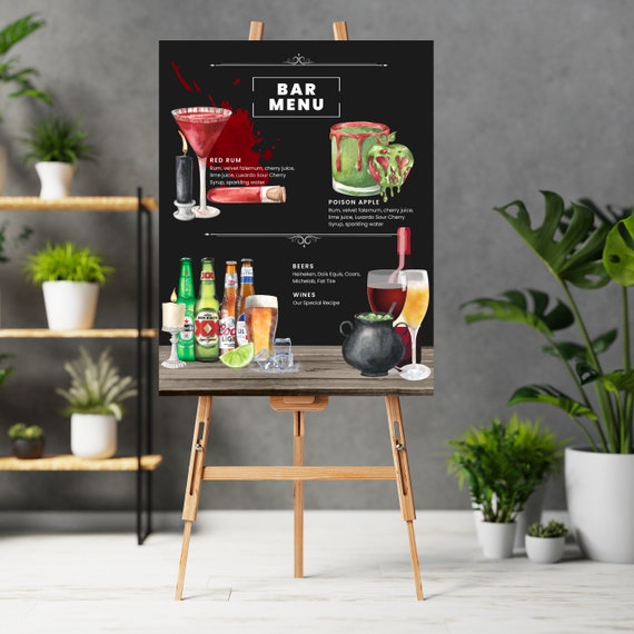 Halloween Cocktail Welcome Sign, Signature Spooky Printable Sign, Editable Creepy Banner, Custom Halloween Bar Signs, Drink Menu