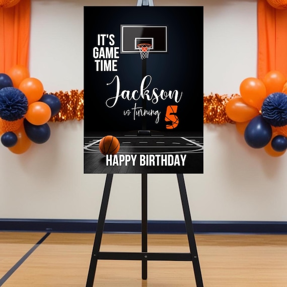 Basketball Birthday Welcome Sign | Personalized Basketball Party Sign | Custom Sports Birthday Decor | Slam Dunk Birthday Poster