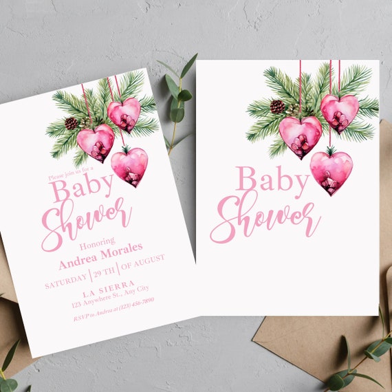 Personalized Pink Baby Shower Invitation, Custom Pink Party Invite - Printable Template, Custom, DIY Pink Theme Invite, Baby Girl