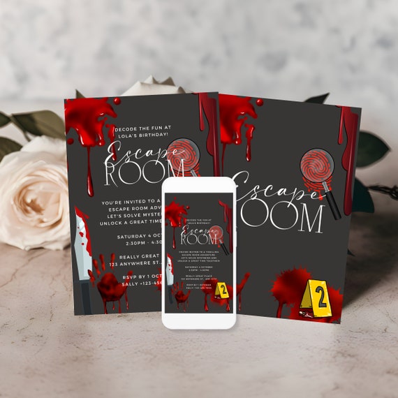 Editable Escape Room Birthday Invitation Template - Killer Murder Mystery Party Printable for the Ultimate Birthday Celebration
