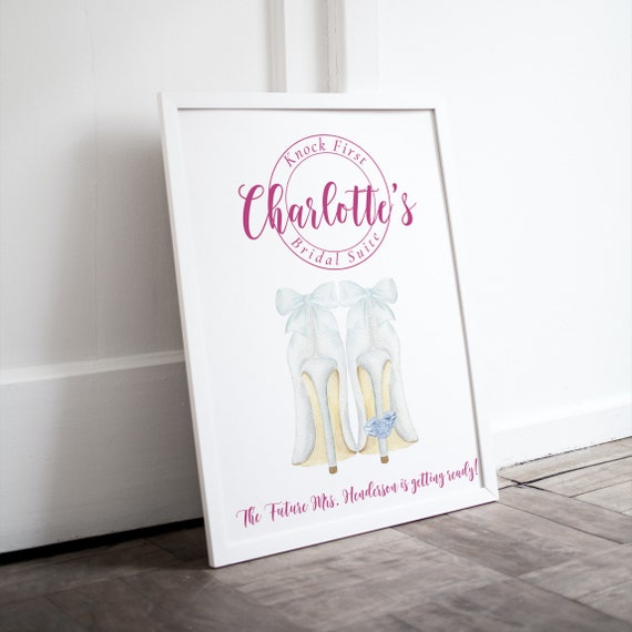 Bridal Suite Knock First Wedding Sign, The Bride is Getting Ready Banner, Brides Dressing Room Signs, Personalized Banners, #WBS