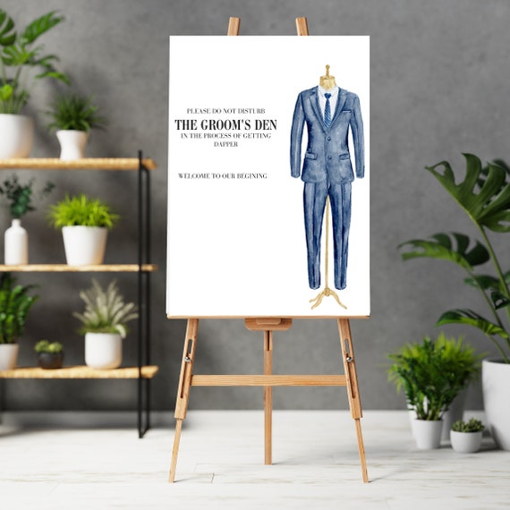 Groom Den Wedding Sign, Wedding Day Do Not Disturb Signs, Printable Dressing room Banner, Knock First Tapestry, Instant Download, #GWS