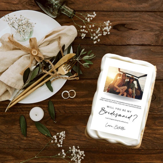 Bridesmaid & Maid of Honor Proposal Cookie | Custom Will You Be My Bridesmaid Gift | Edible Bridal Party Invitation | Wedding Party Favor