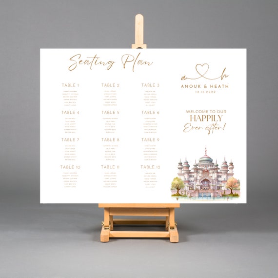 Fairytale Castle Wedding Printable Seating Chart Sign, Princess Wedding Seating Sign Template, Happily Ever After Banner, Print, Digital