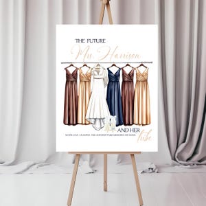 Champagne, Navy & Brown Future Mrs. and Her Tribe Bridal Suite Welcome Sign | Elegant Wedding Room Decor | Personalized Bridal Party Sign