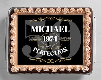 Custom Edible Whiskey Label Cake Topper | Personalized Frosting Sheet | Editable Any Age | Whiskey Lovers Birthday Decoration