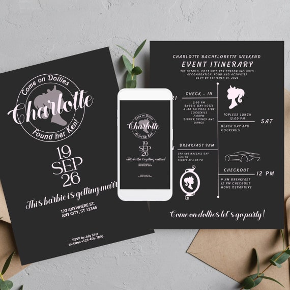 Editable Doll Bachelorette Invitation, Bachelorette Invitation, Bachelorette Party Invite, Bachelorette Party, Bride To Be Wedding, #BRB