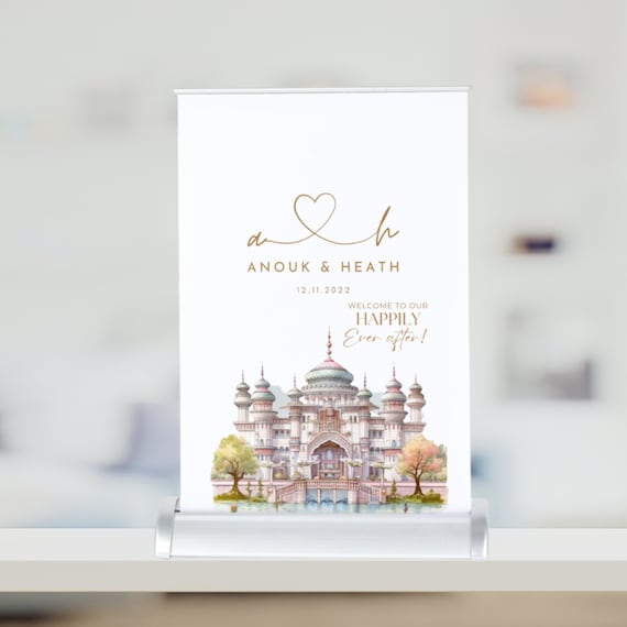Fairytale Castle Wedding Printable Welcome Retractable Sign, Princess Wedding Welcome Sign Banner, Happily Ever After Table Top Banners
