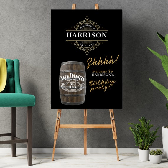 Adult Whiskey and Cigar Birthday Welcome Sign, Editable Any Age Men's Birthday Banner, Printable Bday Template, Print and Digital