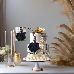 Custom 3D Graduation Cake Topper 2025 | Personalized Graduate Photo and Name | Unique Graduation Party Decorations | Graduation Keepsake