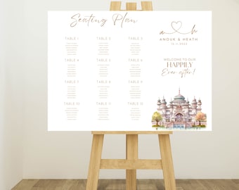 Fairytale Castle Wedding Printable Seating Chart Sign, Princess Wedding Seating Sign Template, Happily Ever After Banner, Instant Download