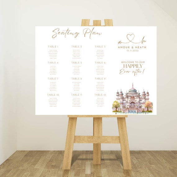 Fairytale Castle Wedding Printable Seating Chart Sign, Princess Wedding Seating Sign Template, Happily Ever After Banner, Instant Download
