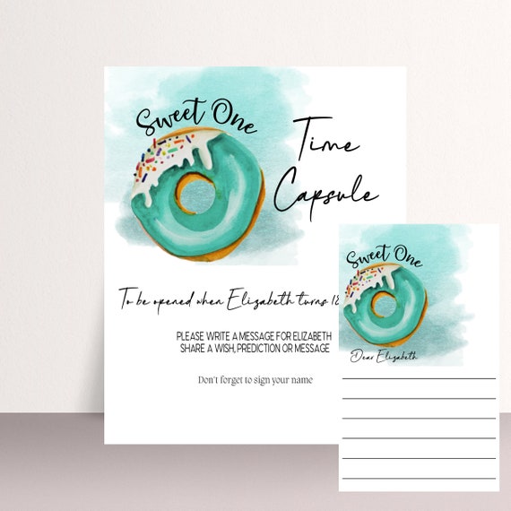 Sweet One Birthday Time Capsule Sign, Turquoise 1st Birthday Party Signs, Donut Bday Banner, She’s a Sweet One, Print and Digital #DBT