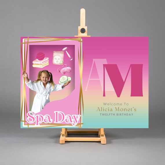 Personalized Birthday Doll Box Welcome Sign, Doll Party Banner, Doll Box with photo, Doll Box Party Backdrop, Spa Theme Doll Box Decor