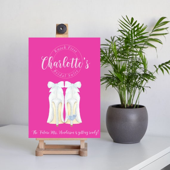 Bridal Suite Sign, Pink Dressing Room Sign, Knock First Wedding Sign, Future Bride Banner, Hot Pink Theme Signs, Instant Download, #PPP
