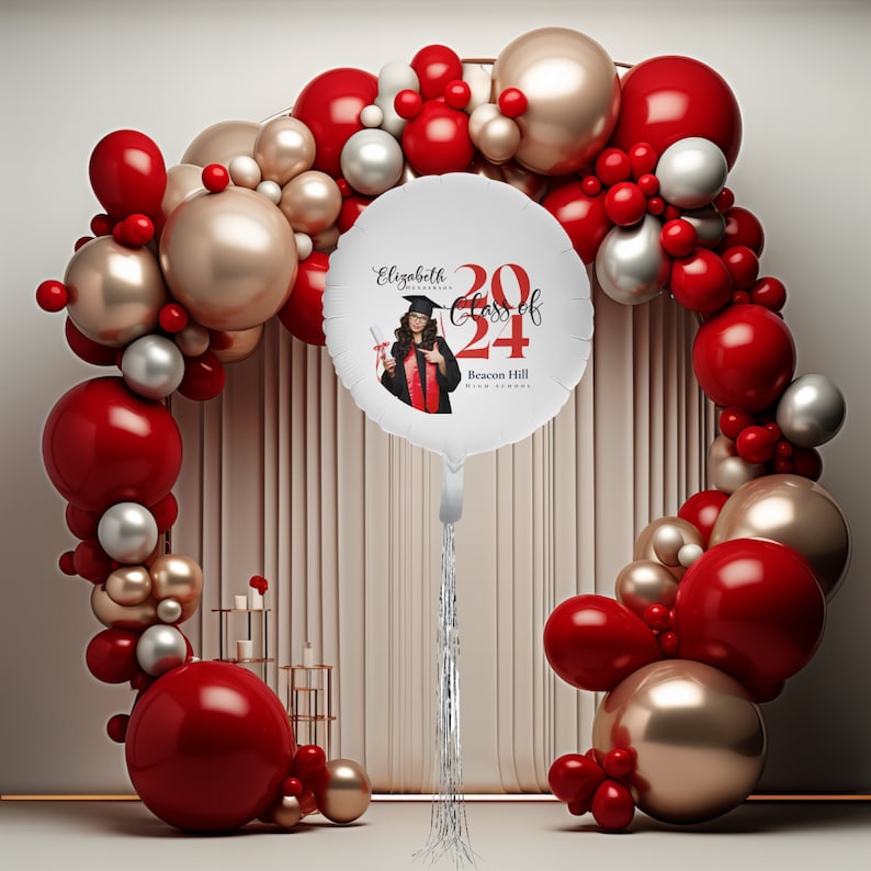 Custom Graduation Balloon With Personalized Photo Mylar Helium Balloons