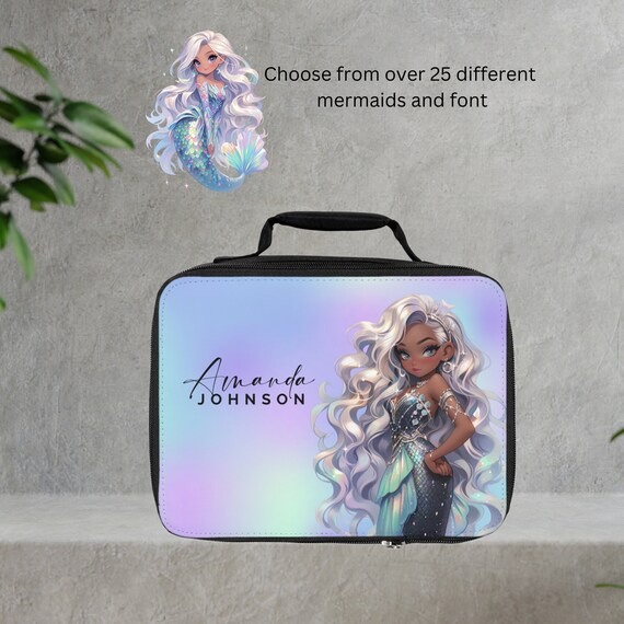 Personalized Mermaid School Lunch Bag - Custom Kids Lunch Bag with Name - Back to School Mermaid Gift