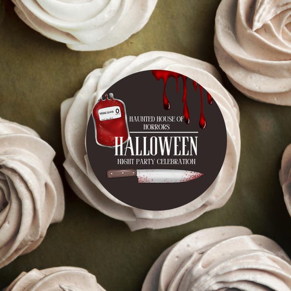Edible Halloween Horror Cupcake Toppers – Blood Drip Scary Cake Decorations, Spooky Party Decor, Halloween Cookies Toppers