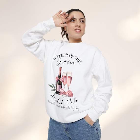 Personalized Bridal Shower Sweatshirt | Custom Hoodie, T-Shirt | Mother of the Bride, Groom, Bridesmaid Gift | Pink Bows & Champagne Glasses