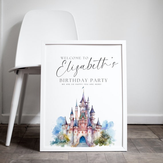 Editable Princess Castle Birthday Welcome Sign Template | Customizable Fairy Tale Party Décor | DIY Printable Signs Decor, Any Age Banner