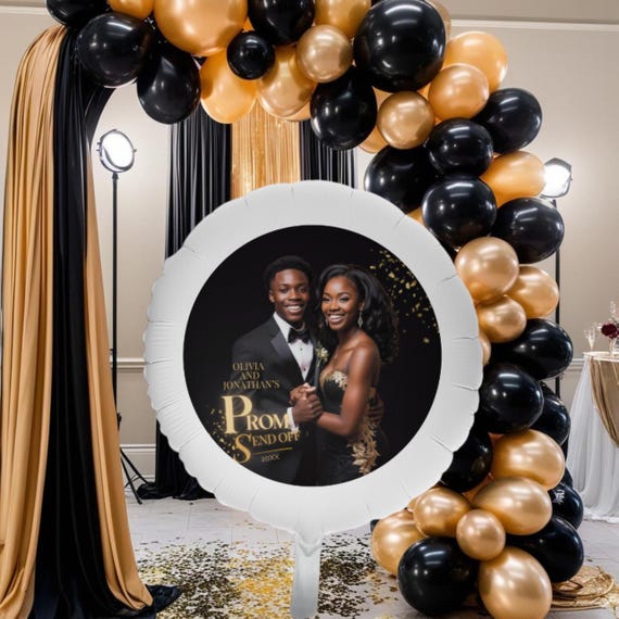 Custom Prom Photo Balloon - 22" Helium Balloon | Personalized Prom Party Decor | Customizable Prom Keepsake Balloon | Elegant Prom Balloon
