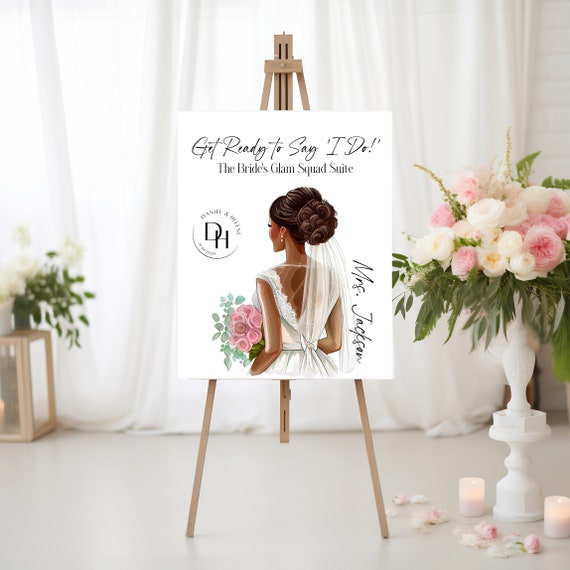 African American Bridal Suite Sign - Dressing Room Decor - Bride & Bridesmaid Gift - Wedding Day Sign - Get Ready to Say I Do