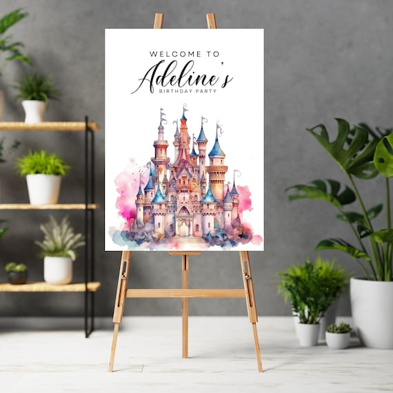 Editable Princess Birthday Welcome Sign Template  - Printable & Customizable - Birthday Party Decor -  DIY Princess Party Decor