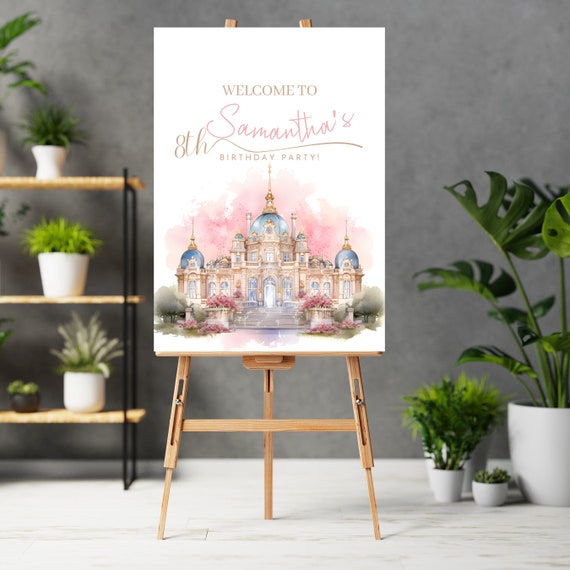 Editable Princess Castle Birthday Welcome Sign Template | Customizable Fairy Tale Party Décor | DIY Printable Signs Decor, Any Age Banner