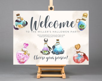 Halloween Choose Your Poison Villain Welcome Sign, Villain Halloween Printable Signs, Villains Party Banner Template, Print and Digital