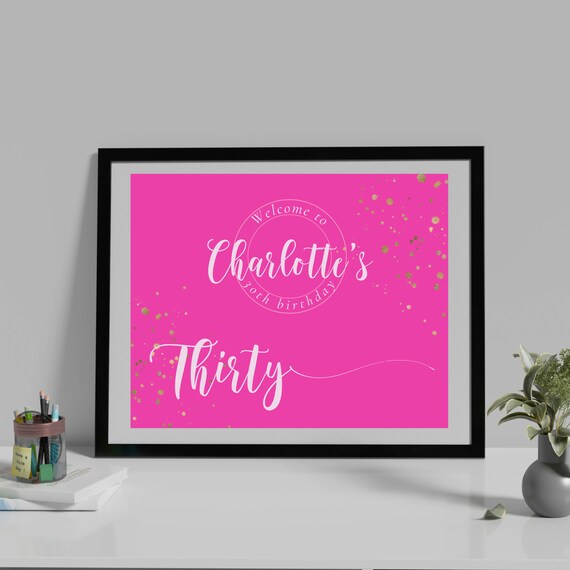 Editable Welcome Sign, Hot Pink Gold Printable Banner, Girl Birthday Welcome Party Signs, Hot Pink Doll Party Welcome Sign, #PPP