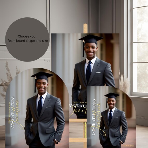Custom Graduation Photo Welcome Sign - Modern Arch Design on Foam Board | Personalized Grad Party Decor