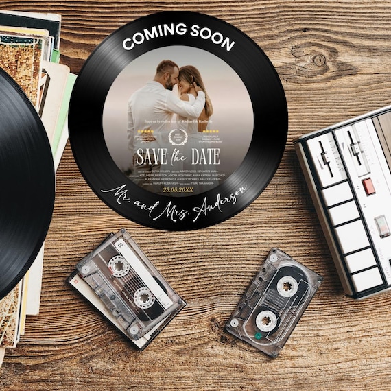 Custom Vinyl Record Save the Date Invitation – Unique Wedding, Party, or Any Occasion "Coming Soon" Announcement