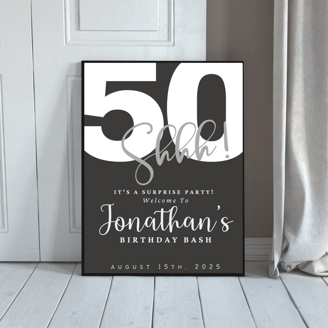 Surprose Signs Surprise Birthday Party Welcome Sign Template, Shhh... Its a Surprise ...