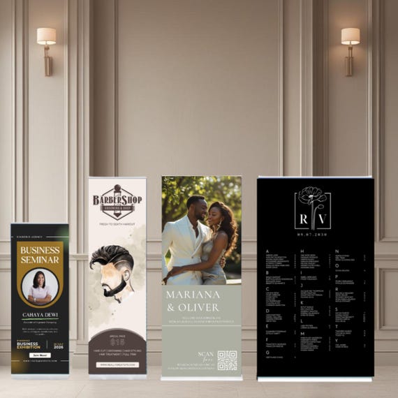 Custom Retractable Banner - Business Event, Wedding Sign, Trade Show Display, Personalized Banner Design & Printing Service