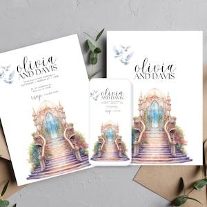 Fairytale Wedding Printable Invitation, Wedding Staircase Party Invite Template, Happily Ever After Invitations, Enchanted Wedding Invites