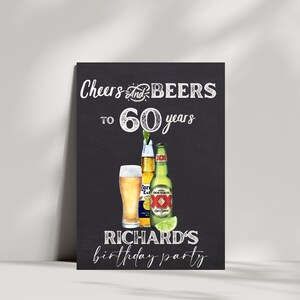 Editable Cheers and Beers Birthday Party Welcome Sign Poster - Any Age, Custom Beer Banner, Cheers & Beers Decor Instant Download DIY
