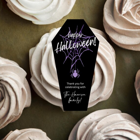 Edible Halloween Casket Cupcake Toppers | Spooky Cake Topper Party Decor | Haunted House Dessert Decorations