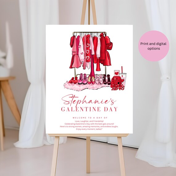 Galentine's Day Welcome Sign | Custom Girls Night In Party Decor, Valentine's Day Sign, Galentine's Day Party, Fun Girls Night Event Sign