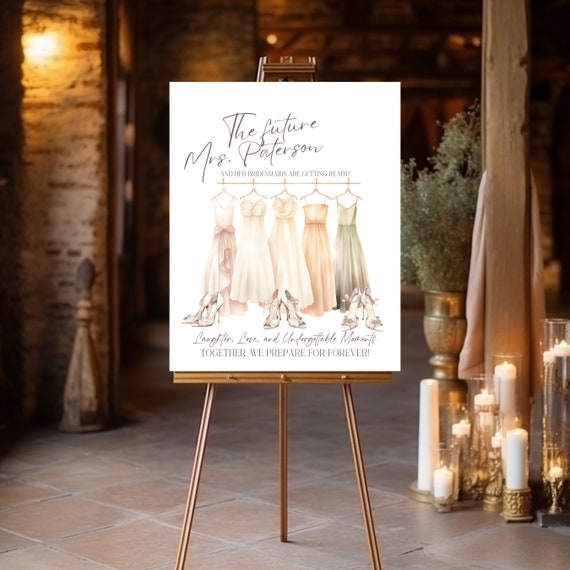 Custom Bridal Suite Sign - Personalized Wedding Decor with Hanging Dresses Design - Bride & Bridesmaids Gift - Elegant Wedding Day Signage