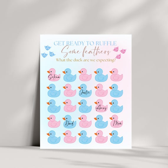 Editable Gender Reveal Sign | Pink & Blue Duck Guessing Game | Customizable ‘What the Duck’ Gender Prediction