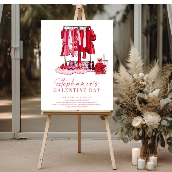 Galentine's Day Welcome Sign | Custom Girls Night In Party Decor, Valentine's Day Sign, Galentine's Day Party, Fun Girls Night Event Sign