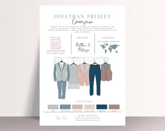 Groomsmen Info Card Template, Best Man Party Info Card, Groomsman Printable, Best Man, Information Card, Proposal Card #GIC