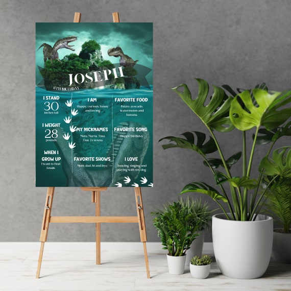 Editable T-Rex Milestone Sign Template, Dinosaur Birthday Party Sign, Printable Dinosaur Birthday Party Decoration, Print and Digital