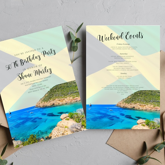 Jamaica Birthday Invitation Template, Editable Jamaica Trip Birthday, Save The Date Printable, Jamaican Skyline, Instant Download #JMCA