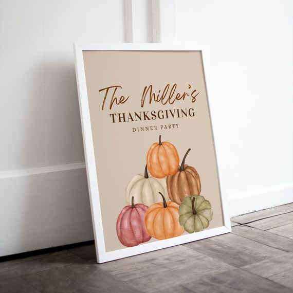 Pumpkins Thanksgiving Welcome Sign Template, Editable Thanksgiving Welcome Signs, Friendsgiving Fall Banner ,Pumpkin Banners